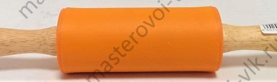 Скалка силиконовая "FLATEL" с деревянными ручками малая L225мм. рабочая 100мм.
