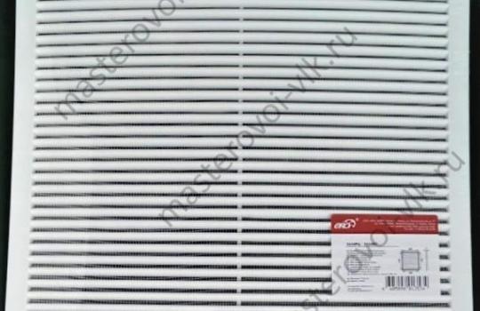 Решетка вентиляционная ПВХ квадратная накладная с москитной сеткой "ЭРА" Белая (340-440)
