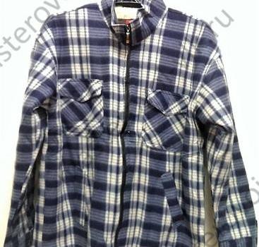 Рубашка мужская флисовая с мехом на молнии "SHANGJUN Клетка" воротник-стойка