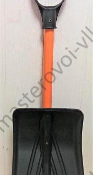 Лопата снеговая ПВХ автомобильная с алюминиевой накладкой Черная, Оранжевый черенок