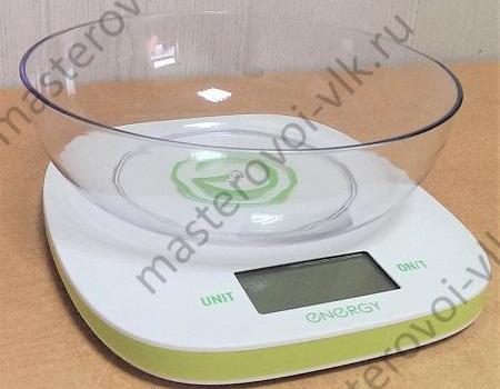 Весы кухонные электронные "ENERGY EN-425" 5кг. LCD дисплей, корпус ПВХ, чаша 1л.